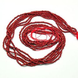 Roter Jaspis, ganzer Strang, facettiert, dunkelrot, ca. 2 mm, ca. 190 Stk.