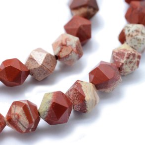 Roter Jaspis, uneben facettiert, rot marmoriert, ca. 8x8 mm, 6 Stk
