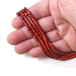 Roter Jaspis, ganzer Strang, rostrot, Heishi, flach rund, 4x2,5 mm, 160 Stck