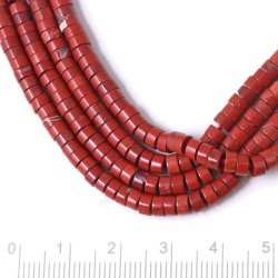 Roter Jaspis, ganzer Strang, rostrot, Heishi, flach rund, 4x2,5 mm, 160 Stck