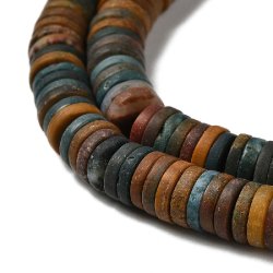 Ocean jasper, full strand, brown and blue, heishi, flat round, 6x1.5 mm, appx. 240 pcs