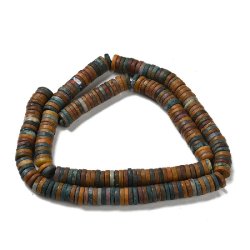 Ocean jasper, full strand, brown and blue, heishi, flat round, 6x1.5 mm, appx. 240 pcs