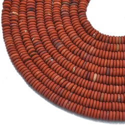 Roter Jaspis, ganzer Strang, matt rostrot, Heishi, flach rund, 6x2 mm, 180 Stck