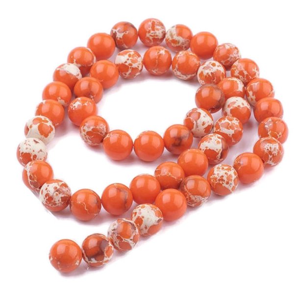 Regalite jasper, imitation, whole strand, orange, round, 6mm, 60pcs
