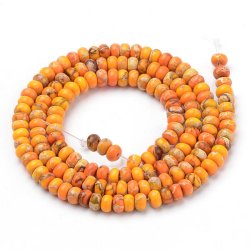 Regalith Jaspis, gefrbt, ganzer Strang, Rondell, orange, 8x5 mm, ca. 80 Stk.