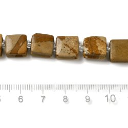 Holz-Jaspis, quadratische Verschlussperle, hellbraun marmoriert, ca. 10x10x5 mm, 1 Stck