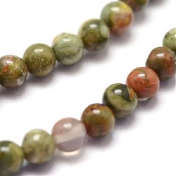 Rhyolite Jaspis, ganzer Perlenstrang, gr&uuml;n und braun, rund, 3 mm, 120 stk.