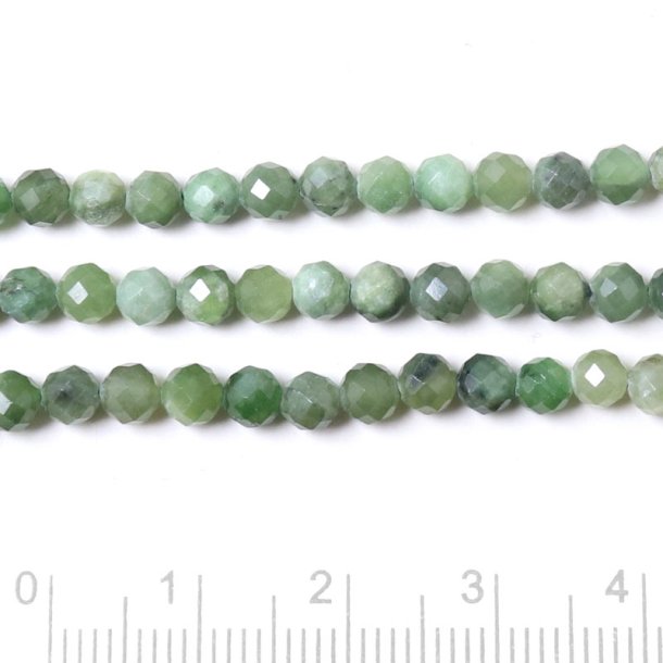 Green Jasper, green shades, round facet, 4 mm, 10 pcs