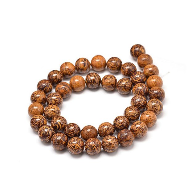 Elephant Jasper, entire strand of beads, brown colors, round, 8 mm, ca. 45 pcs.