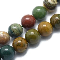Ocean Jaspis, ganzer Perlenstrang, grne und braune Farben, rund, 10 mm, ca. 39 Stk.