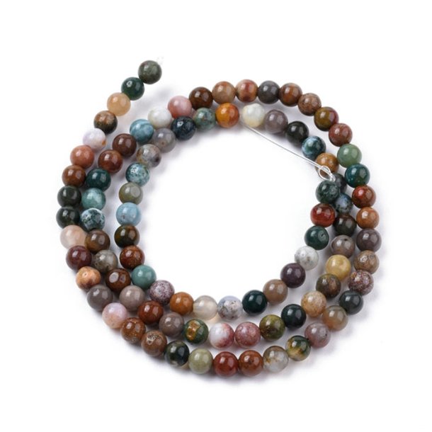 Ocean Jasper, entire strand of beads, green and brown colors, round, 4mm, ca. 90pcs.
