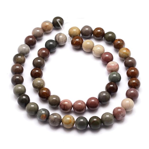 Ocean Jasper, entire strand of beads, green and brown colors, round, 6mm, ca. 60pcs.