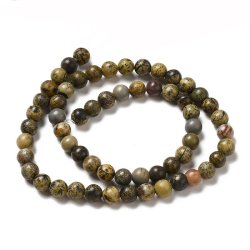 Dendrit Jaspis, ganzer Perlenstrang, grne und braune Farben, rund, 6 mm, ca. 60 Stk