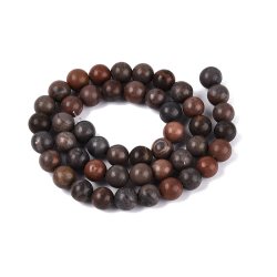 Dendritischer Jaspis, braun-schwarzer Mix, rund, 8 mm, 1 Strang, ca. 44 Perlen