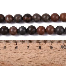Dendritischer Jaspis, braun-schwarzer Mix, rund, 8 mm, 1 Strang, ca. 44 Perlen