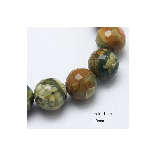 Rhyolith Jaspis, facettiert, gr�n und braun, 10 mm, 6 Stk.