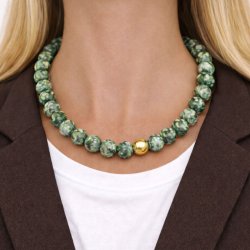 Green spot Jasper, full strand, round bead, 10mm, 38pcs.
