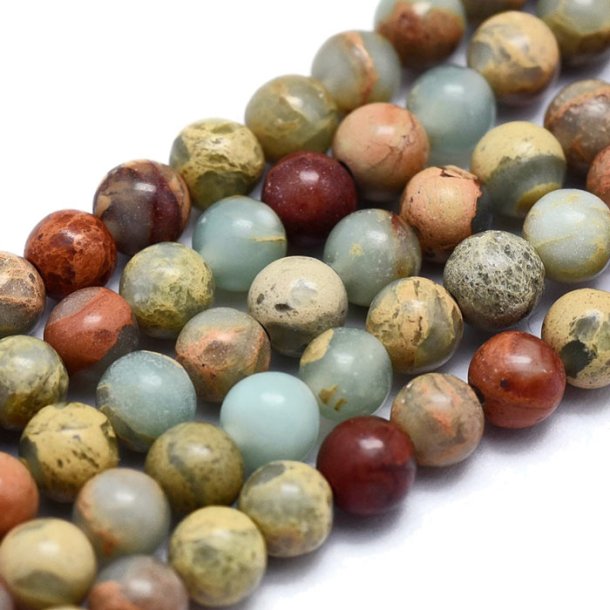Aqua Terra Jasper, green, yellow brown colors, round, 4mm, 20pcs