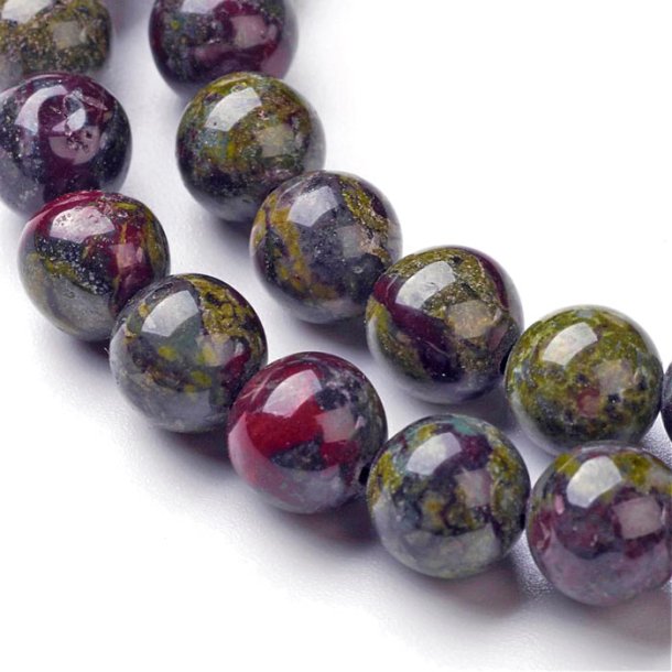 Drachenblut Jaspis, rund, 8 mm, A-grade, 6 Stk.