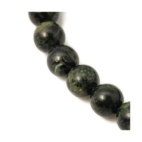 Kambaba Jaspis, rund perle, grøn og sort, 8 mm. 6 stk.
