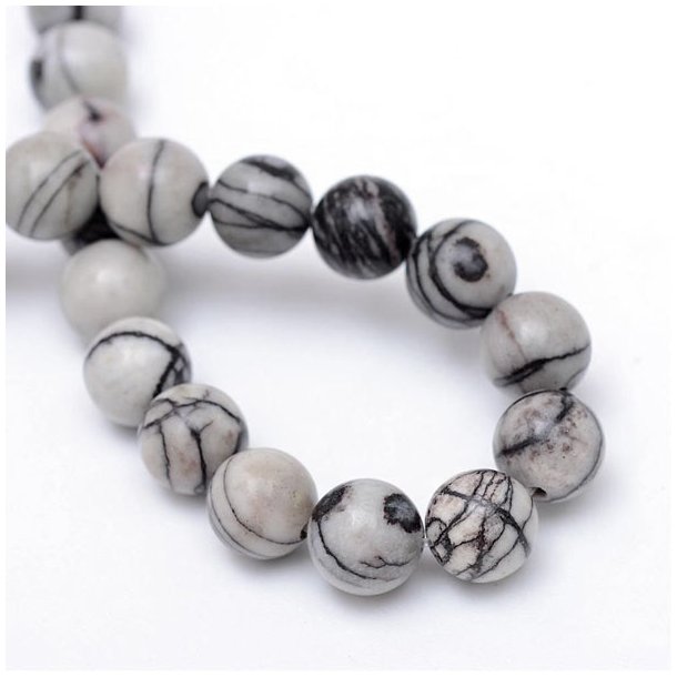 Zebra-Jaspis, runde perle, grau-marmoriert, 4 mm, 10 Stk