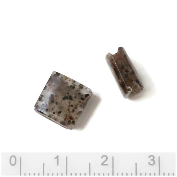Dendrit-kalcedon, firkantet perle til knyttede armbnd, med slidser, 10x10 mm, 1 stk