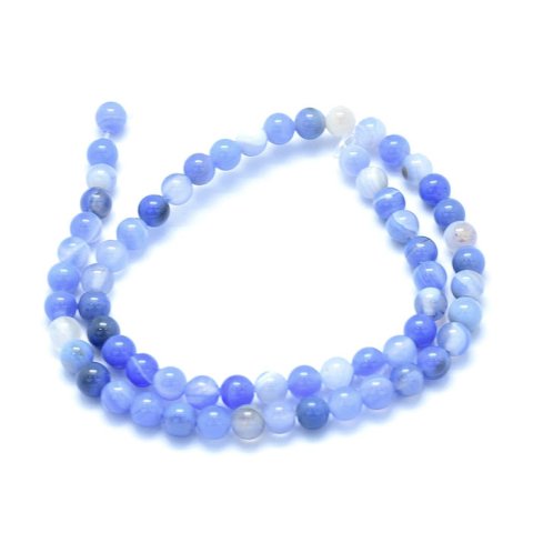 Blue chalcedony, complete strand, light blue shades, round, 6mm, ca. 60pcs