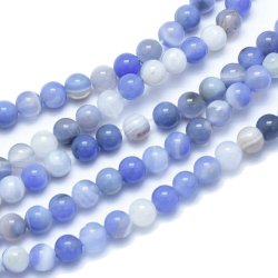Blauer Chalcedon, hellblaue Farben, runde Perlen, 6 mm. 10 Stk.