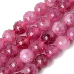 Chalcedon, gefrbt, rosa, runde Perle, 10 mm. 6 Stk.