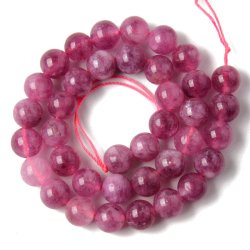 Chalcedon, gefrbt, rosa, runde Perle, 10 mm. 6 Stk.