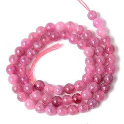 Chalcedon, gef&auml;rbt, rosa, runde Perle, 6 mm. 10 Stk.