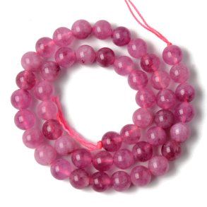Calcedony, full strand, dyed, pink, round bead, 8mm, 50pcs.