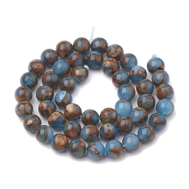 Chalcedony, full strand, colored, blue &amp; gold, round bead, 8 mm. 45 - 48 pcs