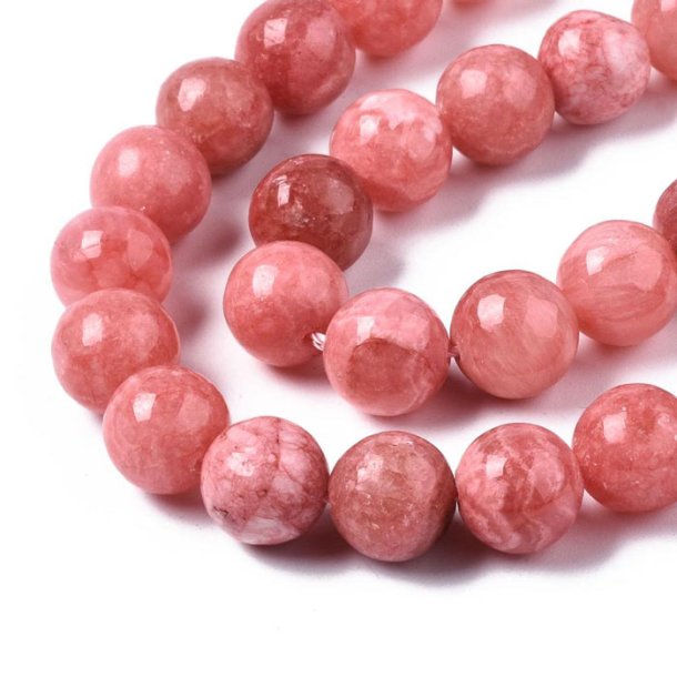 Chalcedony, dyed, dark salmon, round bead, 10 mm. 6 pcs.