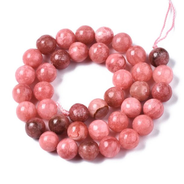 Chalcedony, whole strand, dyed, dark salmon, round bead, 10 mm. appx. 39 pcs.