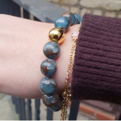 Hematite, round beads, golden, 10mm, 6pcs.