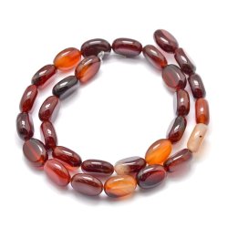 Carnelian, polished oval beads, full strand, red-brown, appx. 14x10x6 mm, 29 pcs