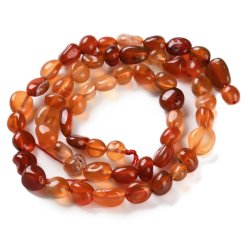 Karneol, polierte Nuggets, ganzer Strang, rotbraun, ca. 7-8x4-5 mm, ca. 56 Stck