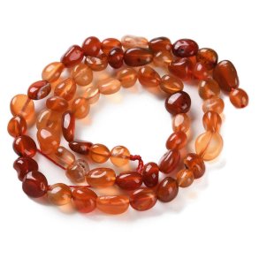 Karneol, polierte Nuggets, ganzer Strang, rotbraun, ca. 7-8x4-5 mm, ca. 56 Stck