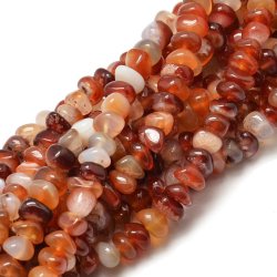 Carnelian, full strand, polished nugget beads, flat, red-brown, appx. 8.5x5mm, 70 pcs