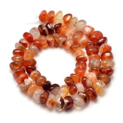 Carnelian, full strand, polished nugget beads, flat, red-brown, appx. 8.5x5mm, 70 pcs
