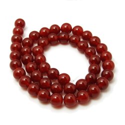 Carnelian, round bead, red brownish, 12mm, A-grade, 6pcs.