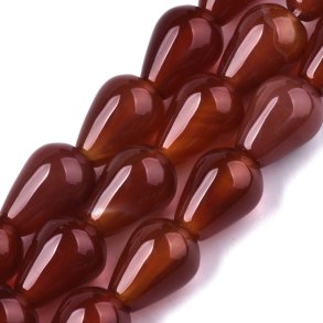 Carnelian, drop shape beads, red brown, 14x10mm, 4pcs