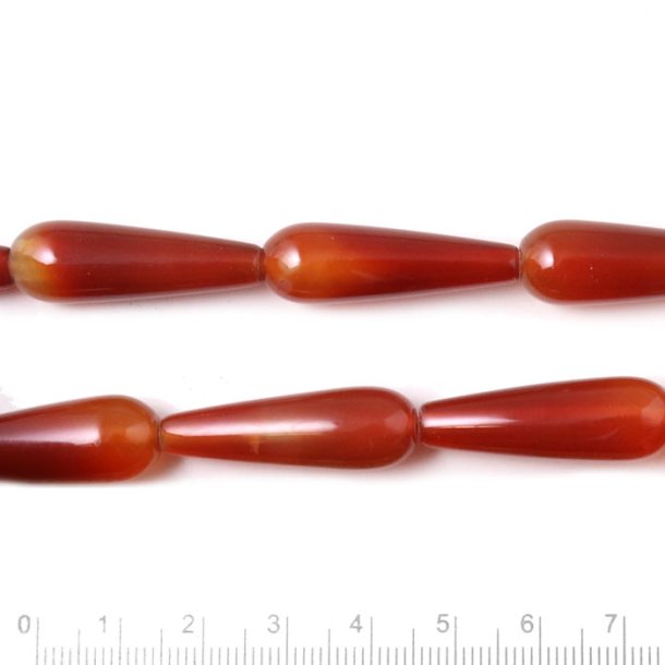 Carnelian, long drop shape, red brown, 30x10mm, 2pcs