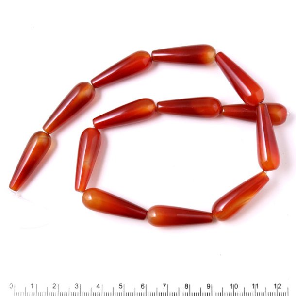 Carnelian, full strand, long drop shape, red brown, 30x10mm, 13pcs
