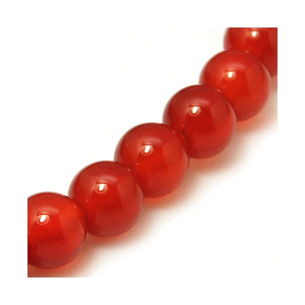 Karneol, runde Perle, rot-braun, 10 mm. 6 Stk.