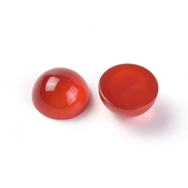 Carnelian cabochon, round, reddish brown, 8x4 mm, 2 pcs