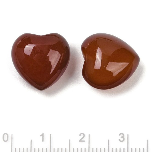 Karneol Herz, durchbohrt, dunkel rotbraun, 15x15x9 mm, 2 Stck