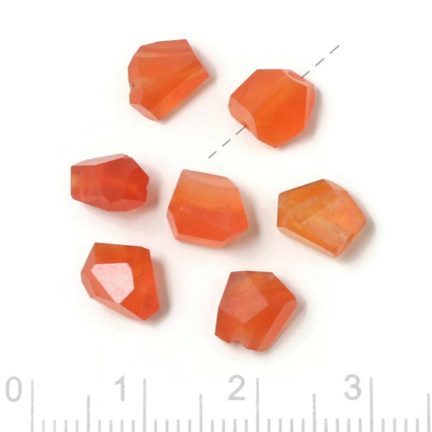 Carnelian, uneven faceted bead, reddish brown, approx. 8x5x4 mm, 4 pcs.