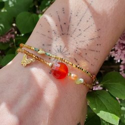 Karneol, flache runde facettierte Perle, rtlich braun, 10x6 mm, 6 Stck